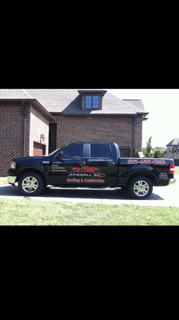 Service vehicle for JonesAll Inc. Roofing & Construction